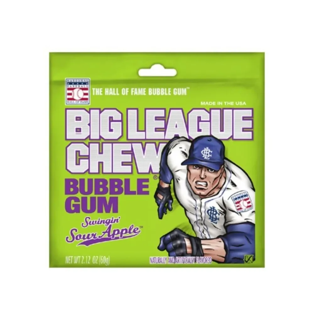 Big League Chew Bubble Gum Swingin' Sour Apple, žvakać guma s okusom kisele jabuke od 60g