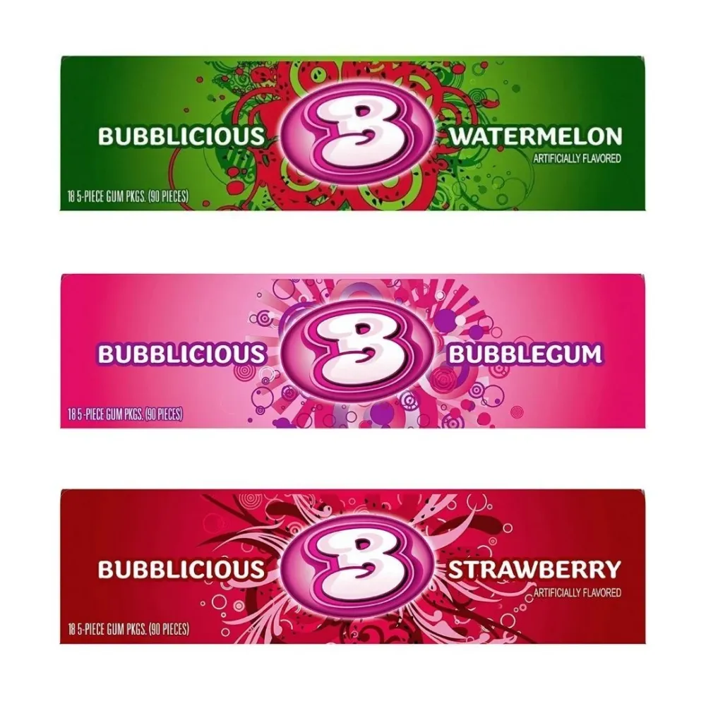 3 Bubblicious, tri pakiranja žvakaćih guma različitih okusa od 40g