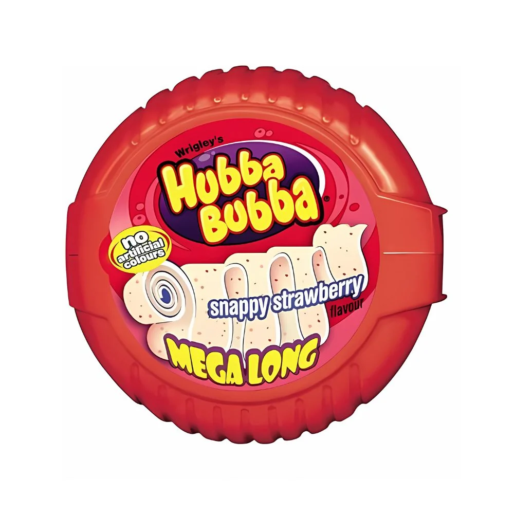 Hubba Bubba Mega Long Snappy Strawberry, žvakać guma s okusom jagode od 56g