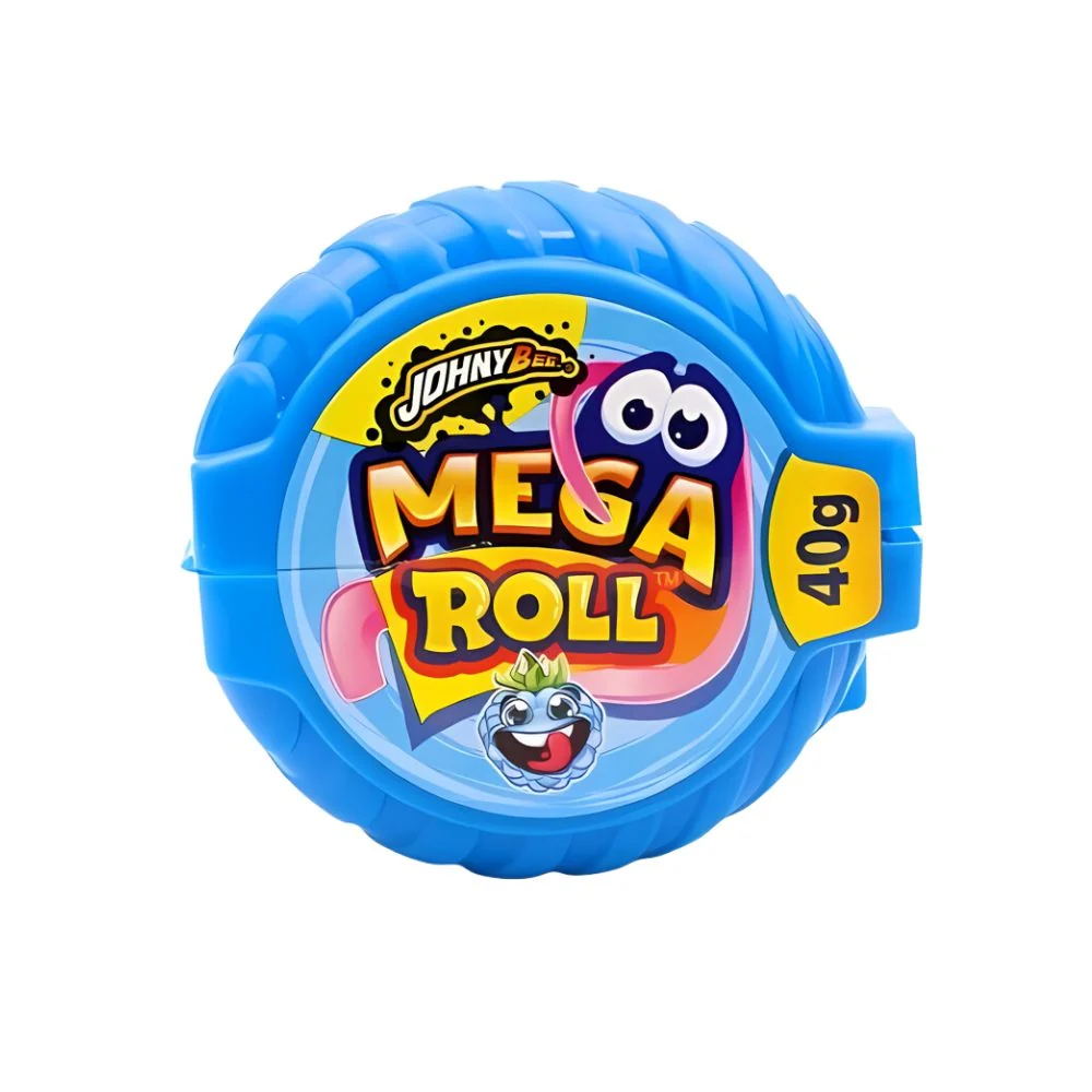Johny Bee Mega Roll Blue Raspberry Bubble Gum, žvakać guma s okusom plave maline od 40g