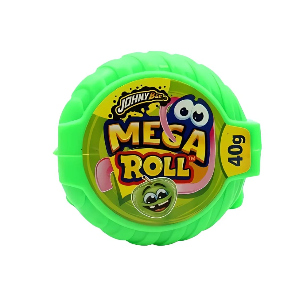 Johny Bee Mega Roll Green Apple Bubble Gum, žvakać guma s okusom zelene jabuke od 40g