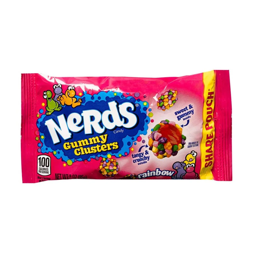 Wonka Nerds Gummy Clusters Rainbow, žvakać guma prekrivena voćnim bombonima od 85 g