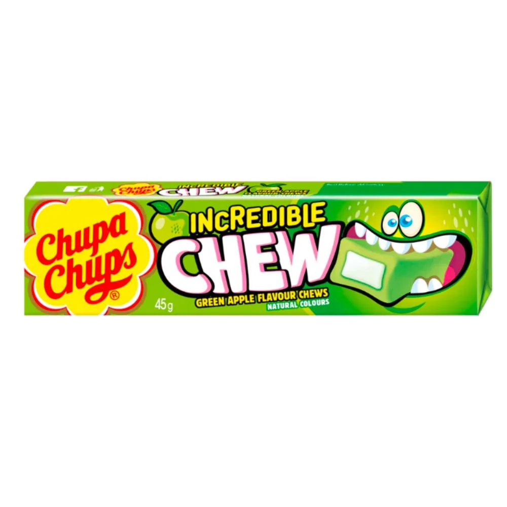 Chupa Chups Incredible Chews Apple, žvakaće gume s okusom zelenih jabuka od 45g