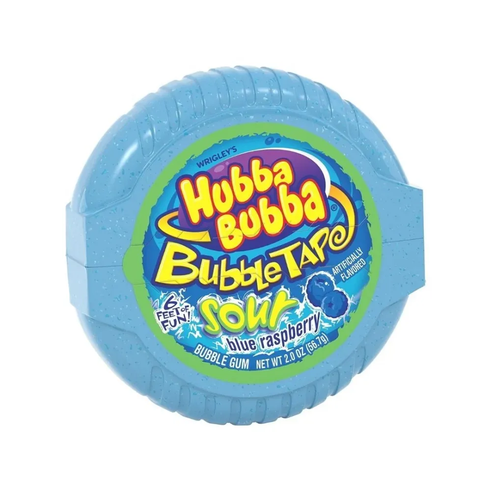 Hubba Bubba Bubble Tape Sour Blue Raspberry, žvakać guma s okusom plave maline od 56,7g
