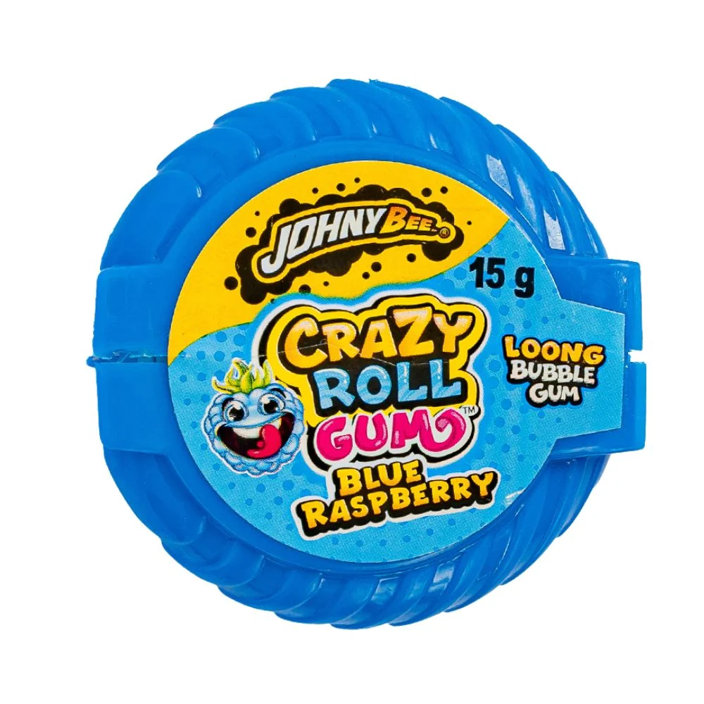 Johny Bee Crazy Roll Blue Raspberry Bubble Gum, žvakaće gume s okusom maline od 15g