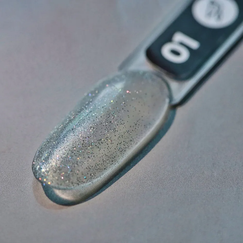 Top Coat bez ljepljivog sloja SHINE Holographic №1 8 ml Siller