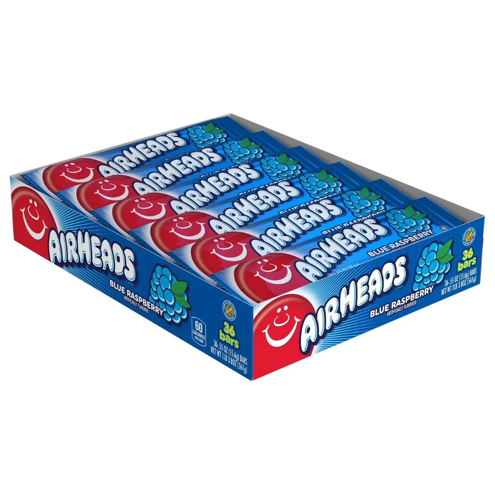Airheads Blue Raspberry, bombon od borovnice 16g (pakiranje od 36)