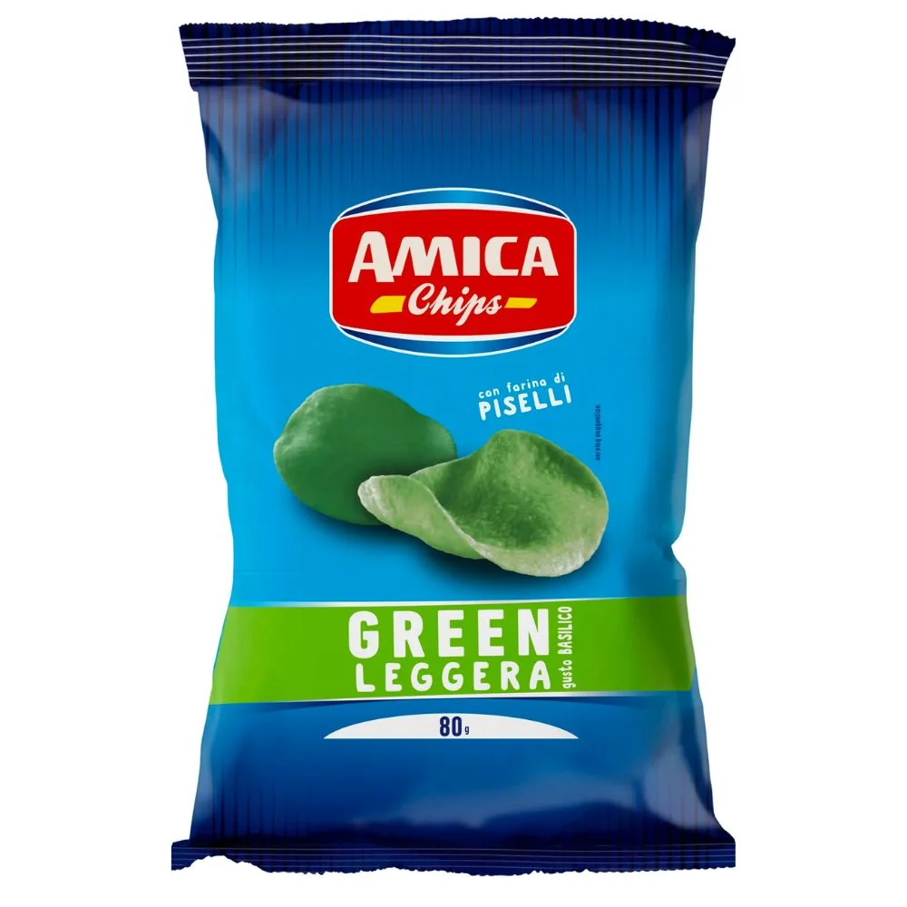 Amica Chips Green, čips s okusom bosiljka od 80g
