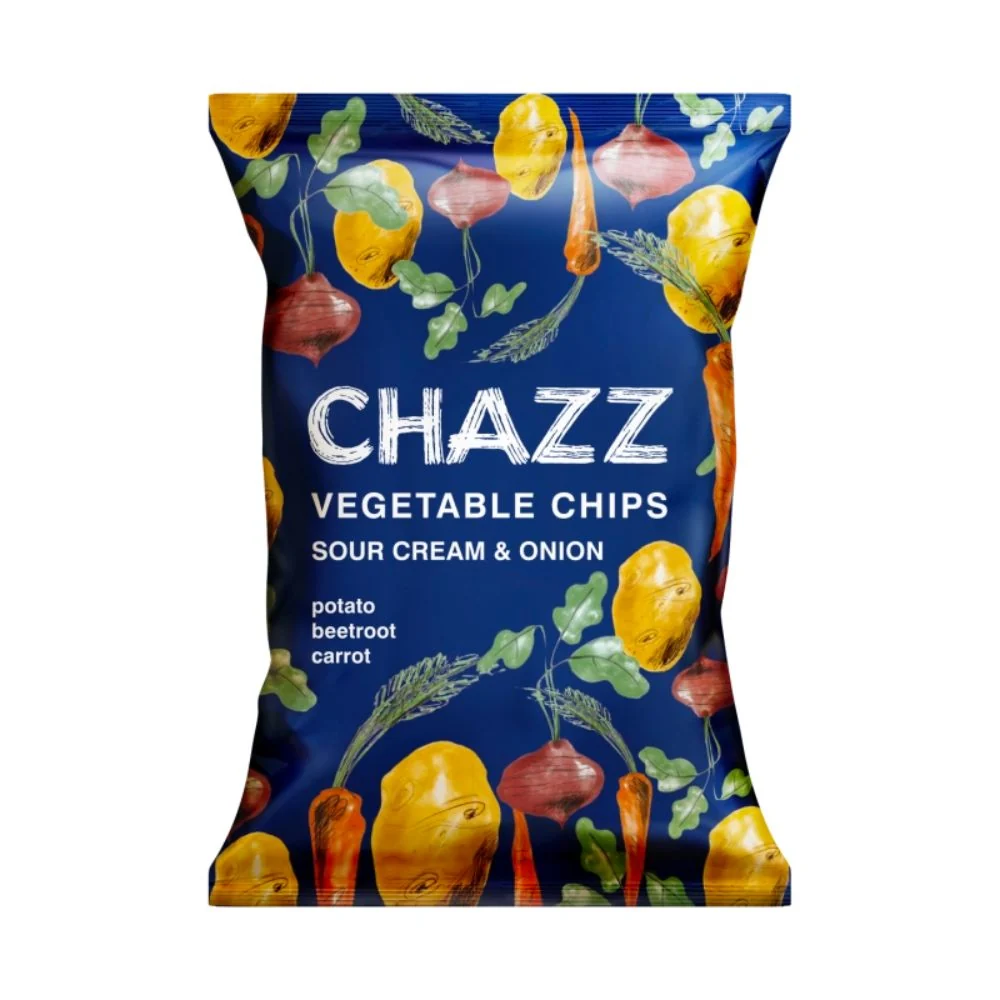 Chazz Vegetable Chips Sour Creme & Onion, povrtni čips s okusom kiselog vrhnja i luka od 75g