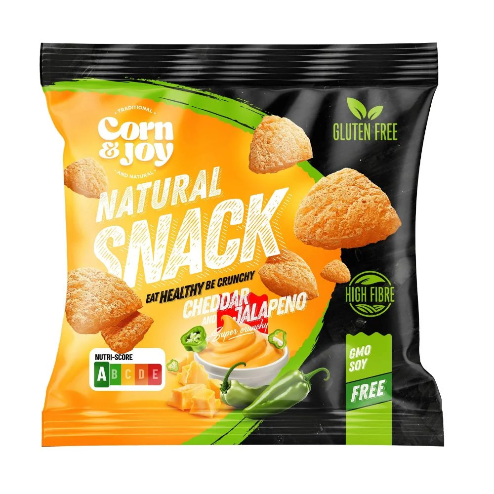 Corn & Joy Natural Snack Cheddar i Jalapeno, snack od kukuruza s okusom cheddar i jalapeno od 40g