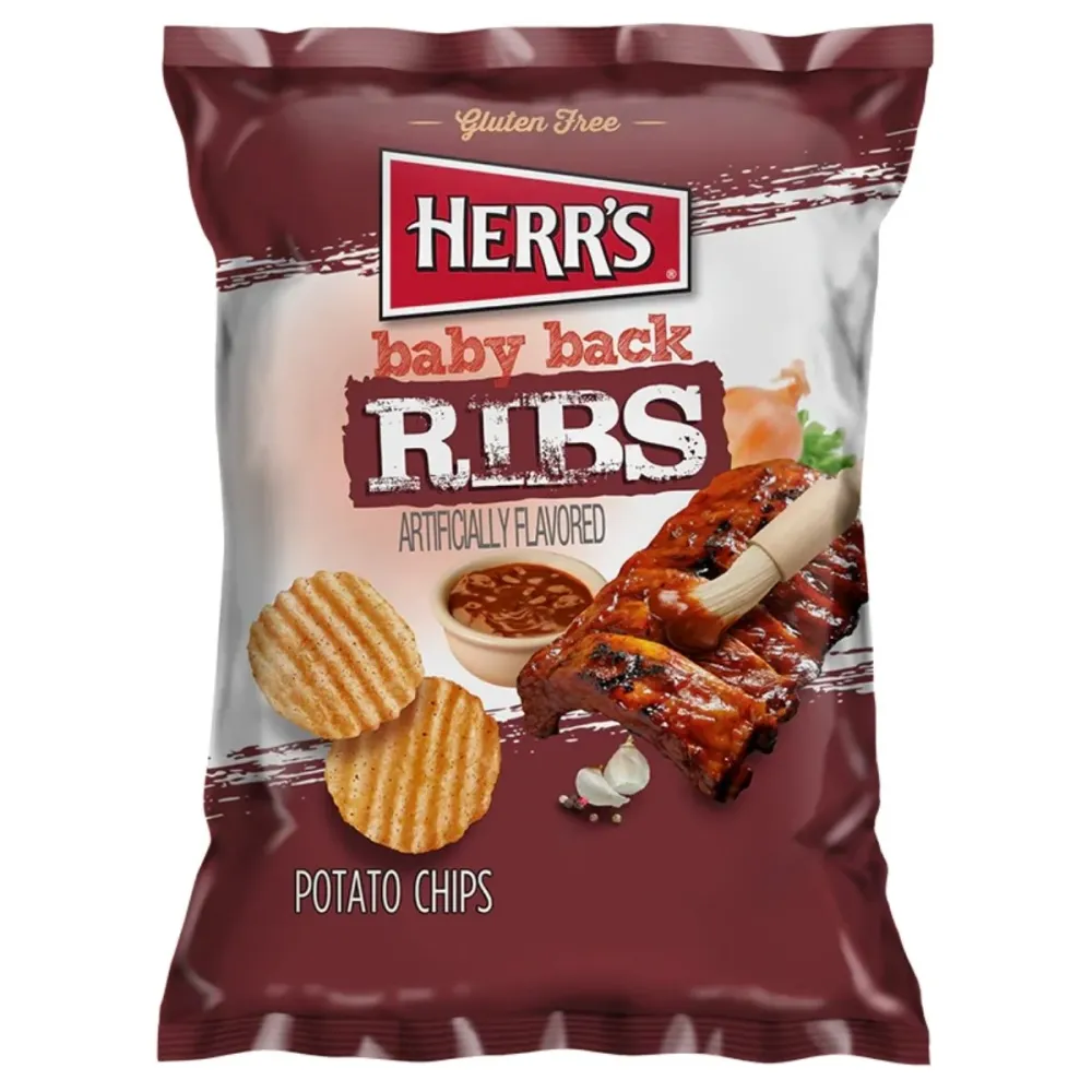 Herr's Baby Back Ribs Potato Chips, pakiranje čipsa od 170g