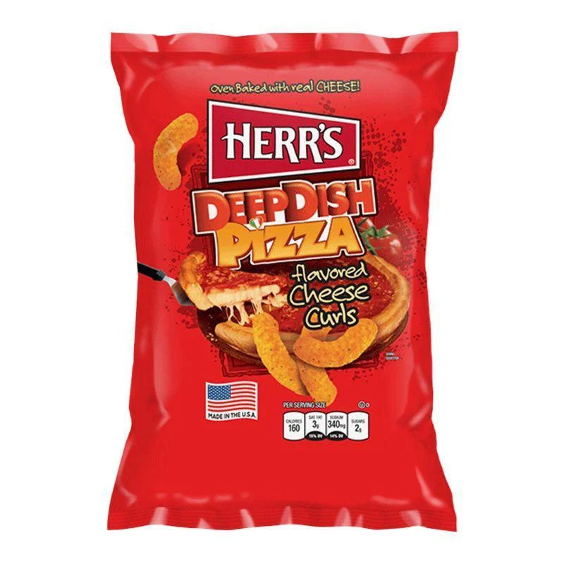 Herr's Deep Dish Pizza Cheese Curls, čips s okusom pizze od 28g
