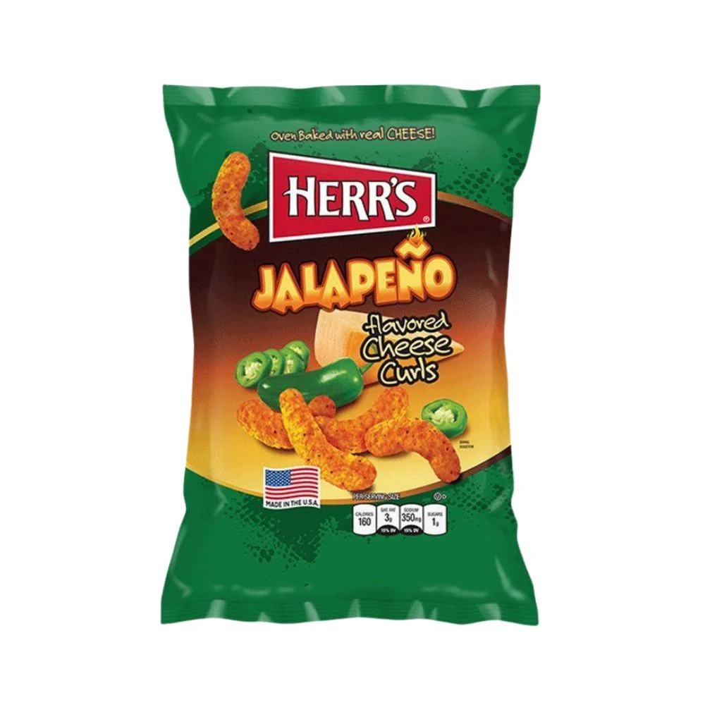 Herr's Jalapeño Cheese Curls, ljuti čips s jalapeño paprikom od 28g