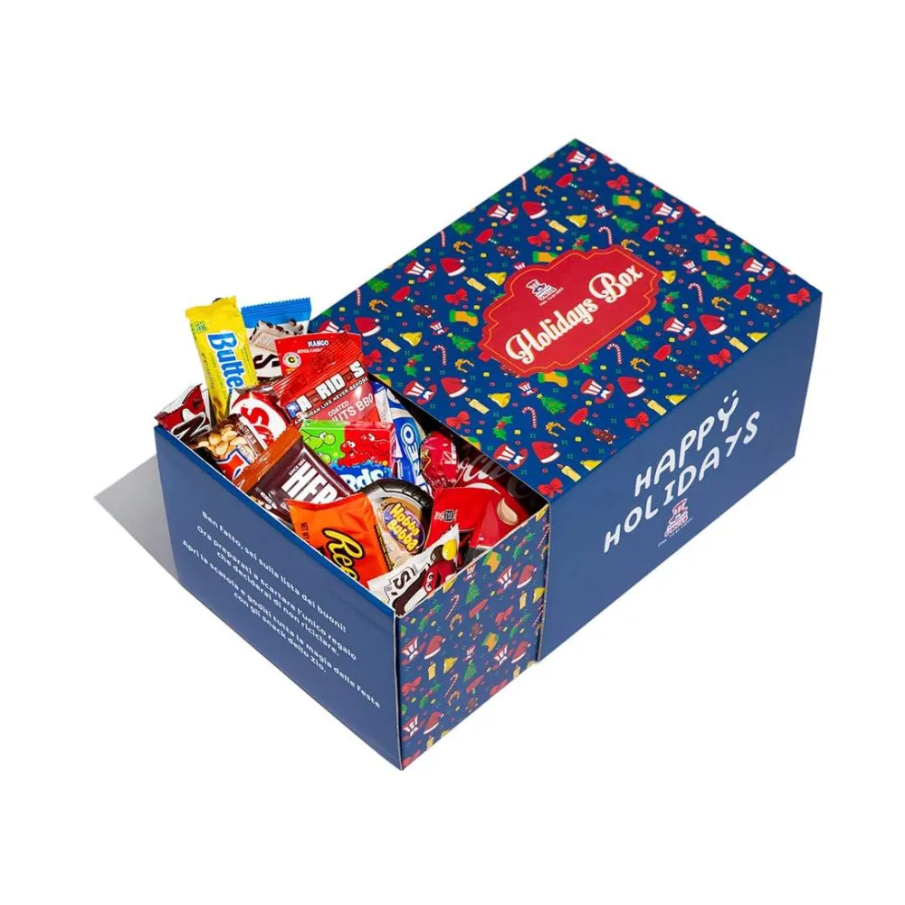 Holidays box, kutija iznenađenja s 40 slatkih, slanih proizvoda i pić