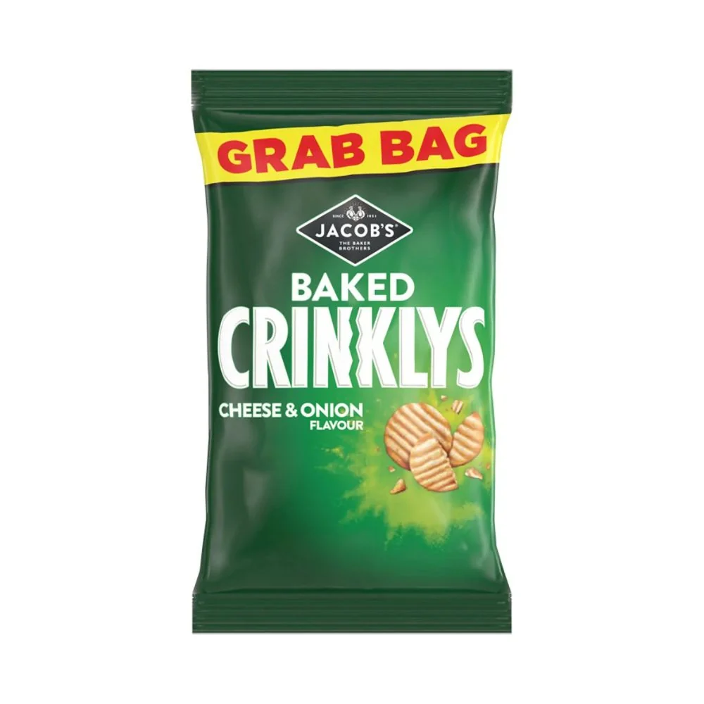 Jacob's Baked Crinklys Cheese&Onion Flavor, čips s okusom sira i luka od 45g
