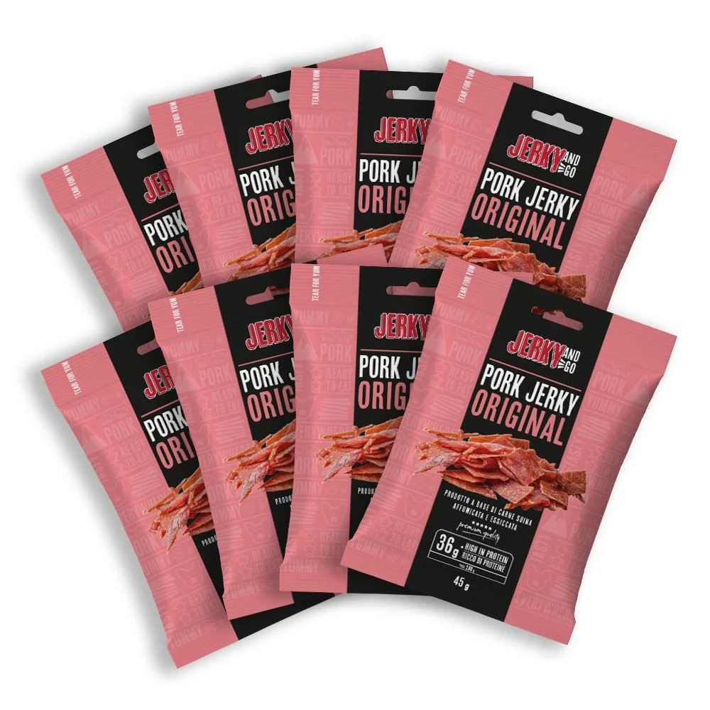 8 Jerky and Go Pork Jerky Original, 8 pakiranja sušenog svinjetine od 45g