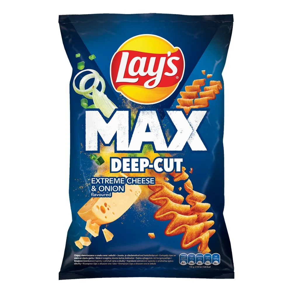 Lay's Max Cheese & Onion, čips s okusom sira i luka od 120g