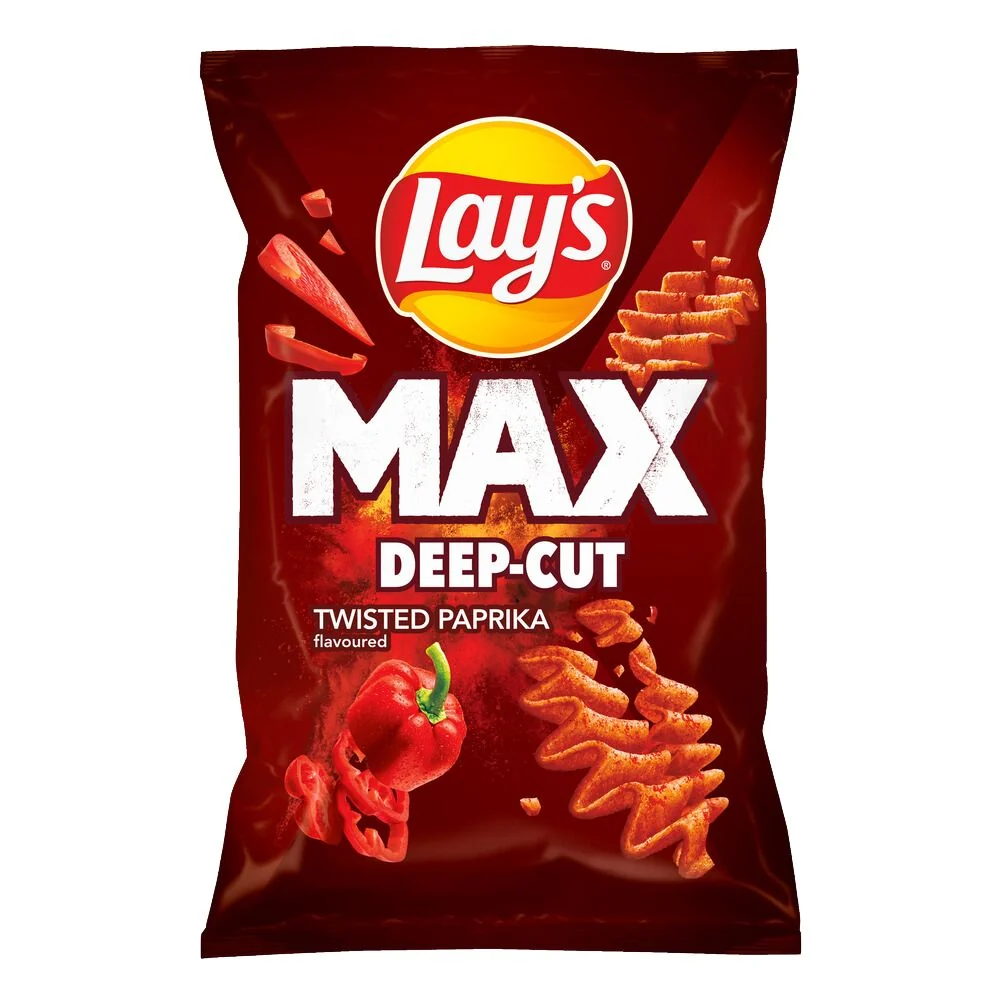 Lay's Max Deep-Cut Twisted Paprika, čips s okusom paprike od 120g
