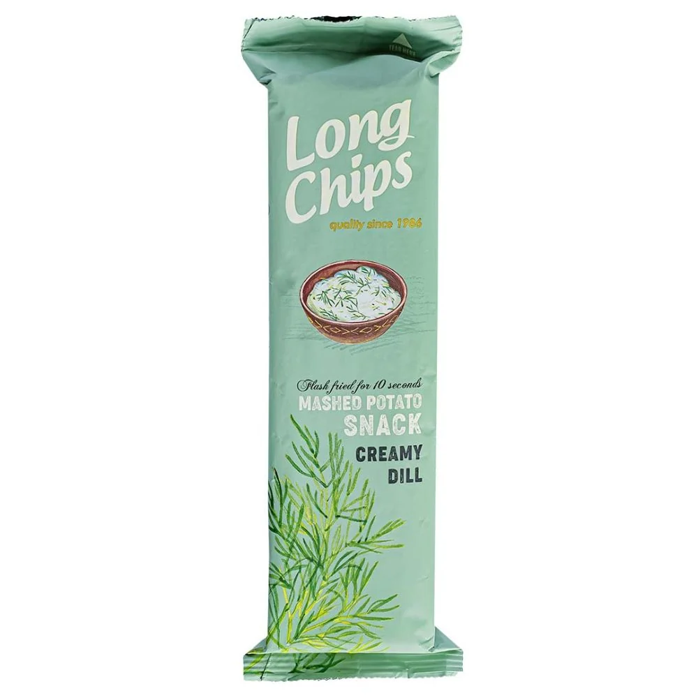 Long Chips Mashed Potato Snack Kremasti kopar, duge čips od krumpira s okusom kreme od kopra od 75g