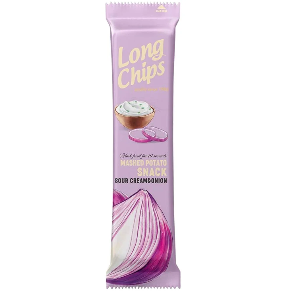 Long Chips Sour Cream & Onion, dugi čips s okusom kiselog vrhnja i luka od 75g