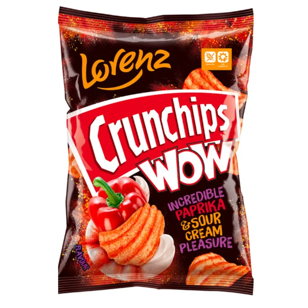 Lorenz Crunchips WOW Paprika & Sour Cream, čips s okusom paprike i kiselog vrhnja od 80g