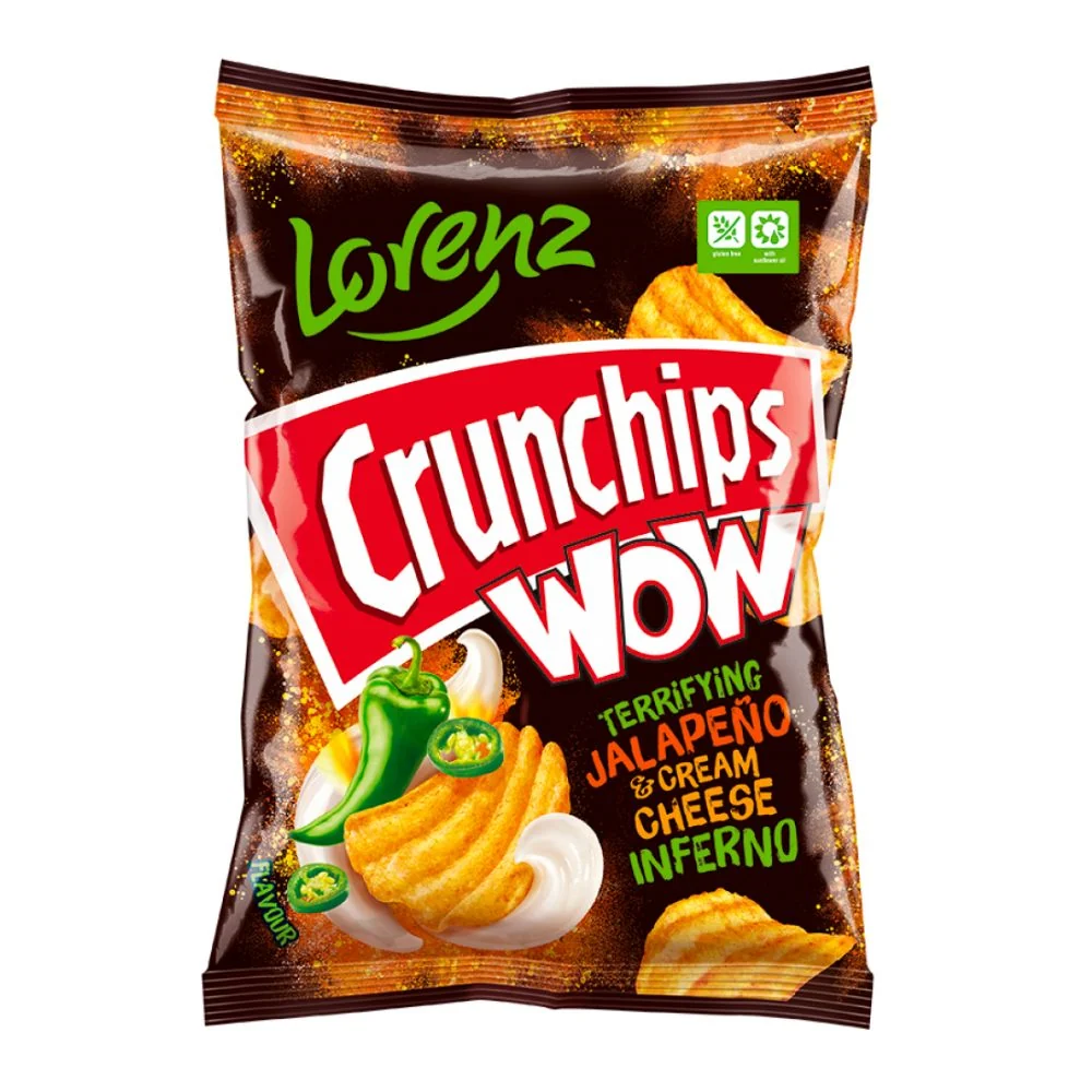 Lorenz Crunchips Wow Užasni Jalapeno & Kremasti Sir Inferno, čips od sira i jalapeno papričice od 80g