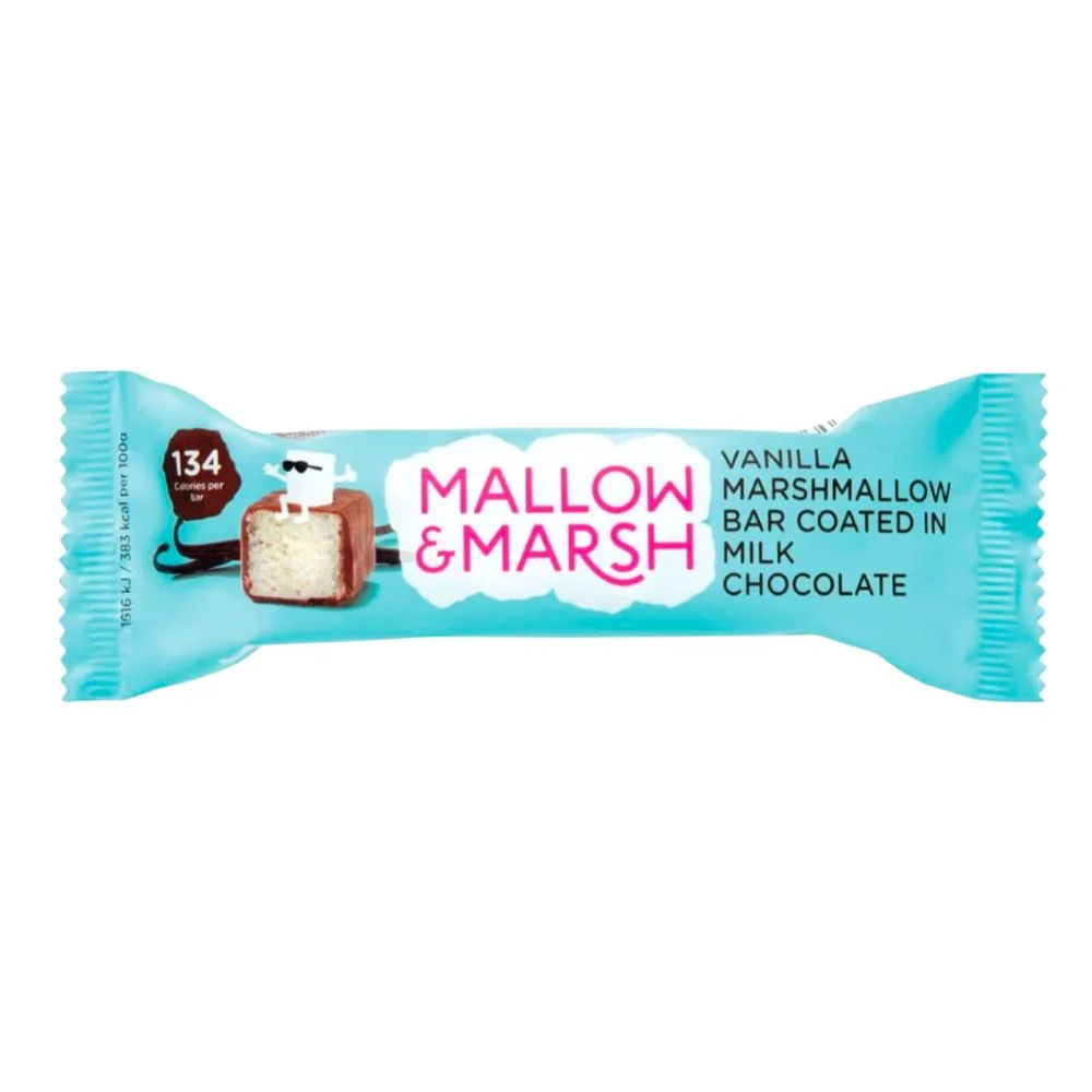 Mallow & Marsh Milk Chocolate Vanilla Marshmallow Bar, pločica marshmallow s vanilijom prekrivena mliječnom čokoladom od 35g