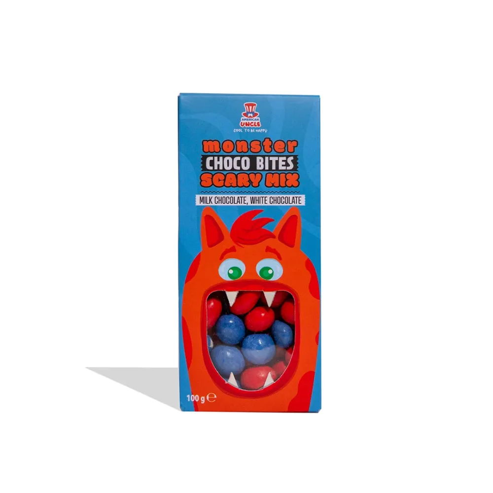 Monster Choco Bites Scary mix, prženi kikiriki prekriven mliječnom i bijelom čokoladom od 100g