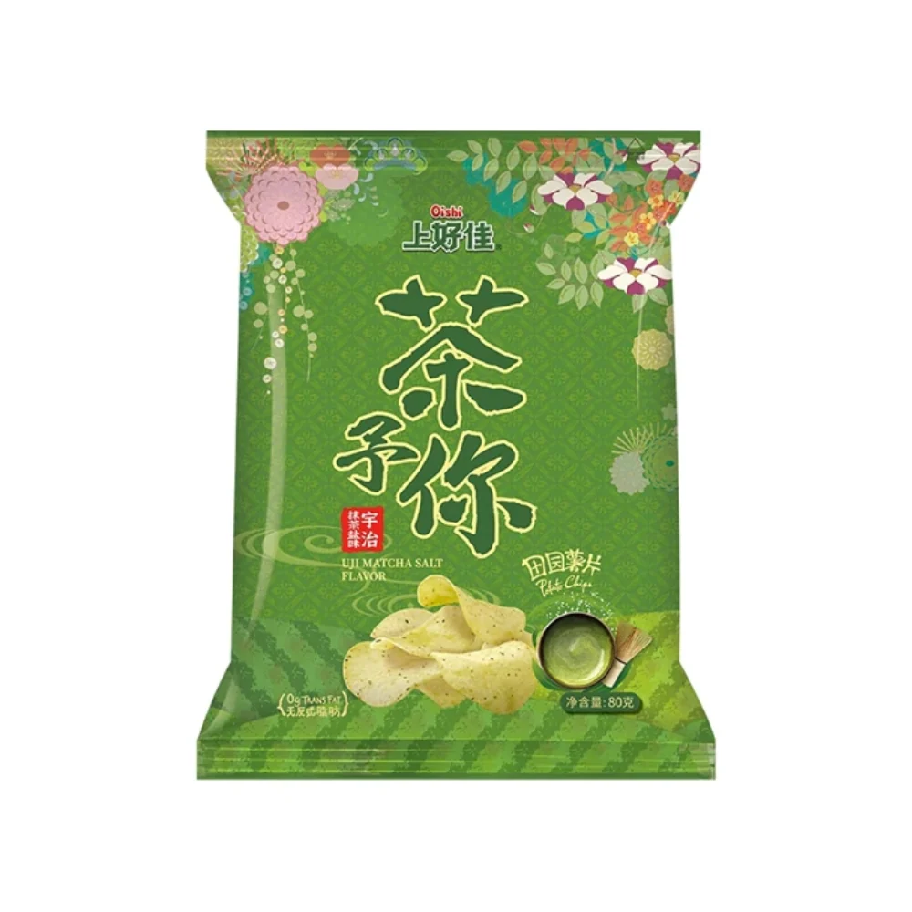 Oishi Uji Matcha Salt Flavor, slane čips grickalice s okusom matcha od 50g