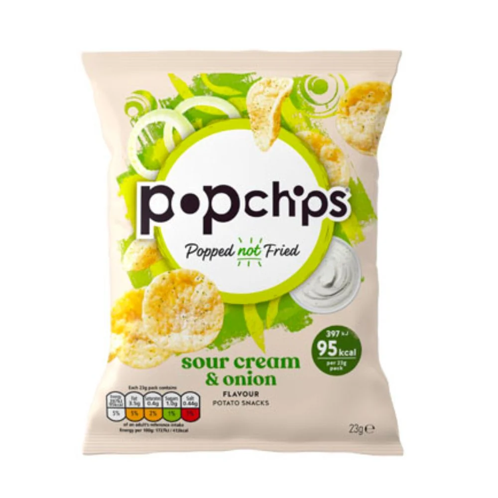 Pop Chips Sour & Cream, čips s okusom kiselog vrhnja od 23g