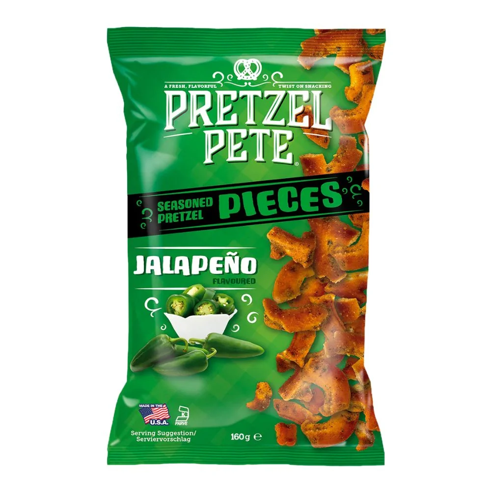 Pretzel Pete Jalapeno, pereci s okusom jalapeñ od 160g