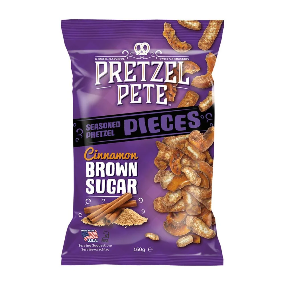 Pretzel Pete Komadići s cimetom i smeđim šećerom, pereci s okusom smeđeg šećera i cimeta od 160g