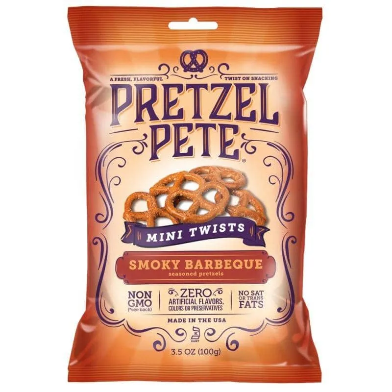 Pretzel Pete Mini Twists Smoky Barbeque, pereci s okusom sira i BBQ od 100g