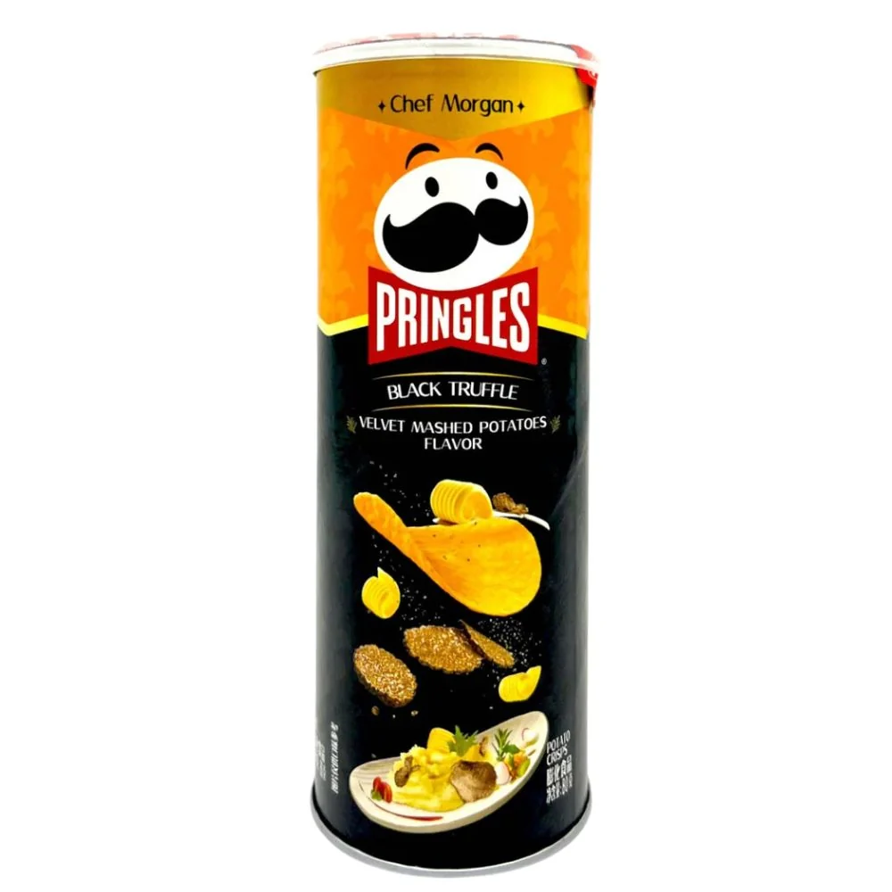 Pringles Black Truffle Velvet Mashed Potatoes, čips s aromom pirea od krumpira s crnim tartufom od 80g