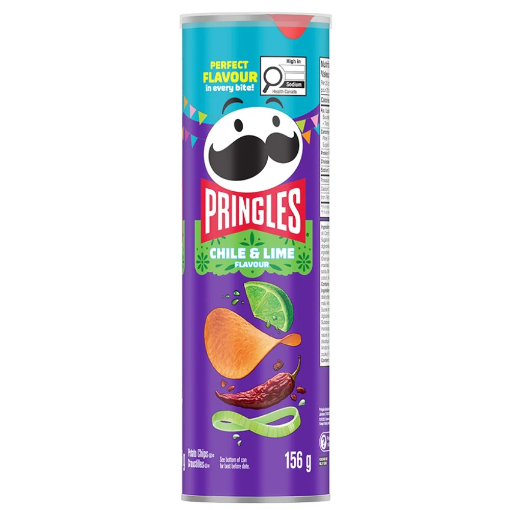 Pringles Chile & Lime, čips s okusom čilija i limete, 156g