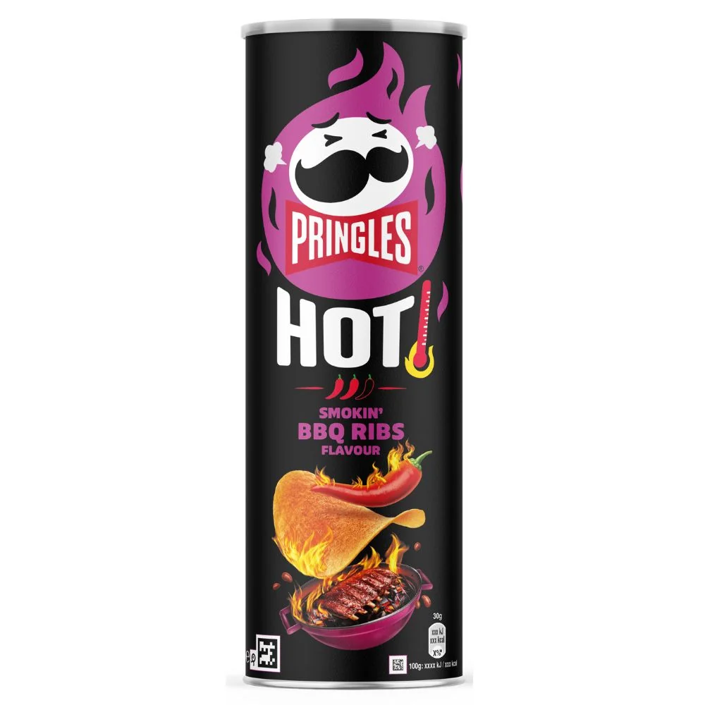 Pringles Hot Smokin BBQ Ribs Flavour, čips s okusom roštiljanih rebarca od 160g