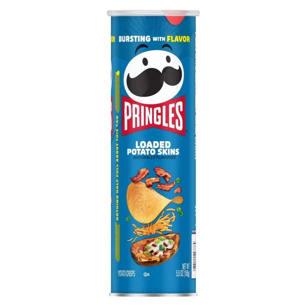 Pringles Loaded Potato Skins, čips s okusom slanine i kiselog vrhnja, 158g