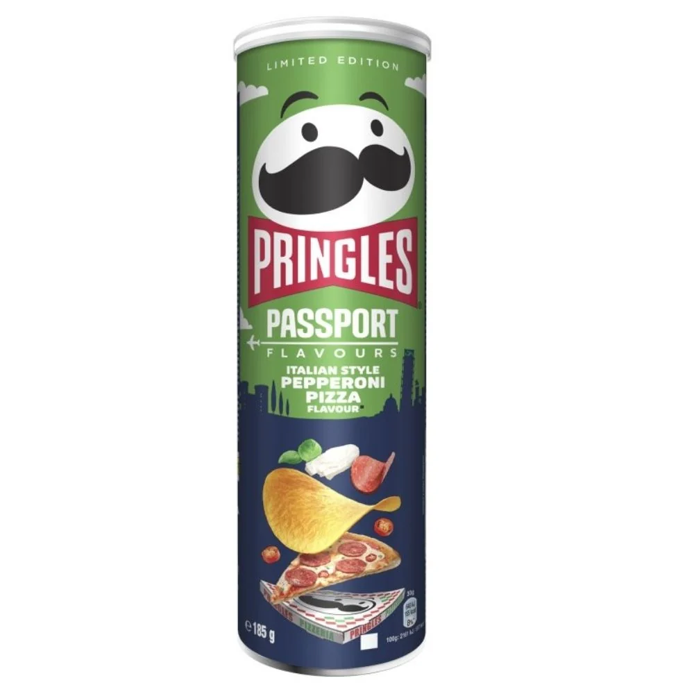 Pringles Passport Italian Style Pepperoni Pizza, čips s okusom pizze i ljutog salama od 185g