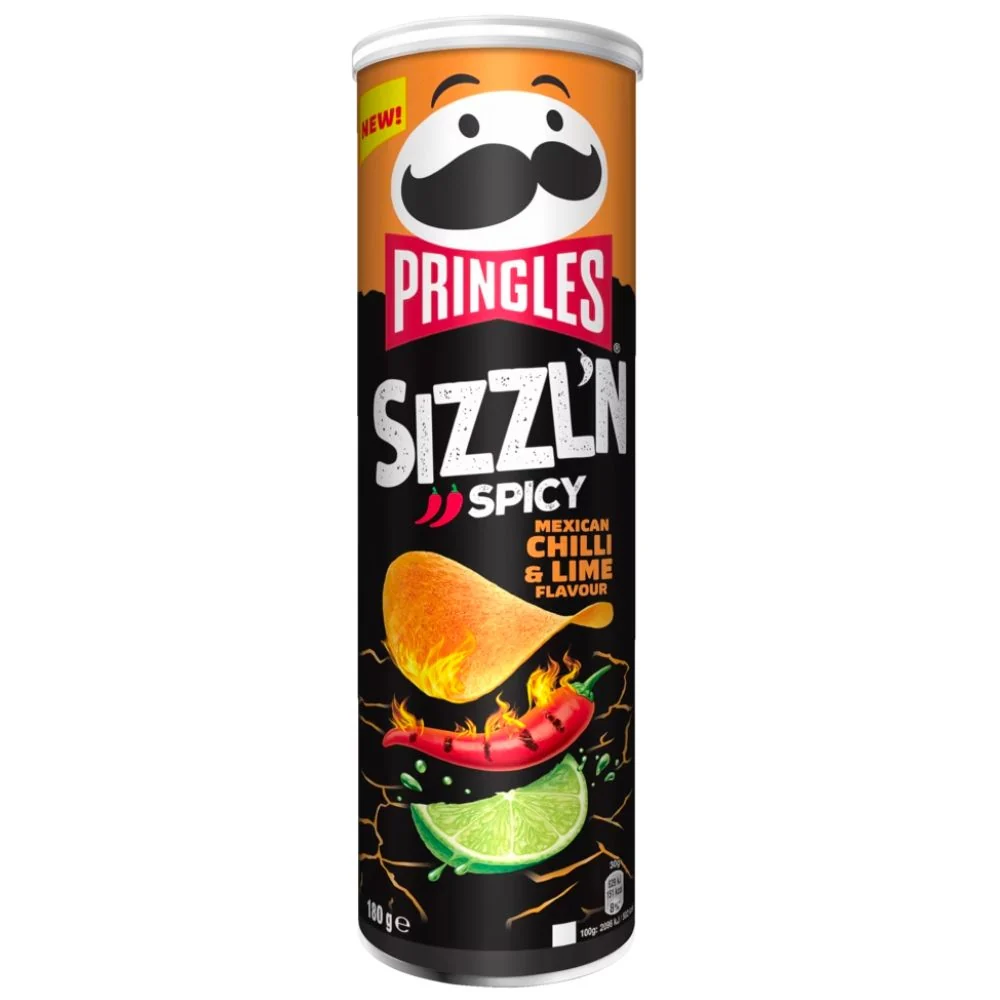 Pringles Sizzl'n Spicy Mexican Chilli & Lime Flavour, čips s okusom čilija i limete od 180g