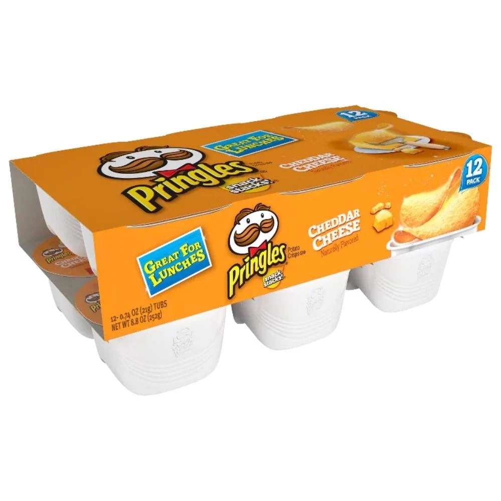 Pringles Snack Stack Cheddar Cheese, pakiranje od 12 pojedinačnih porcija čipsa s cheddar sirom od 252g