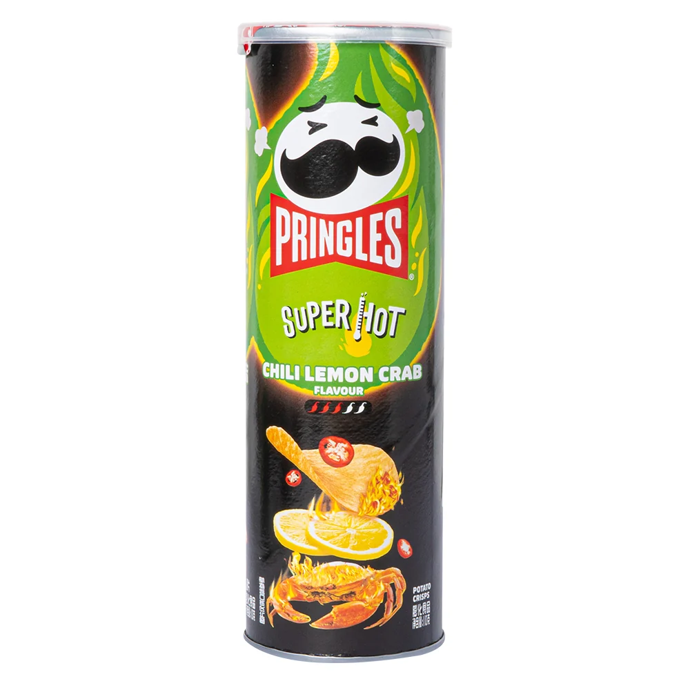 Pringles Super Hot Chili Lemon Crab, ljuti čips s okusom limete i rakova od 110g