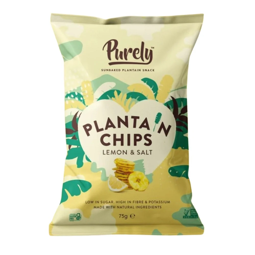 Purely Plantain Chips Limun & Sol, čips od plantana s limunom i soli od 75g