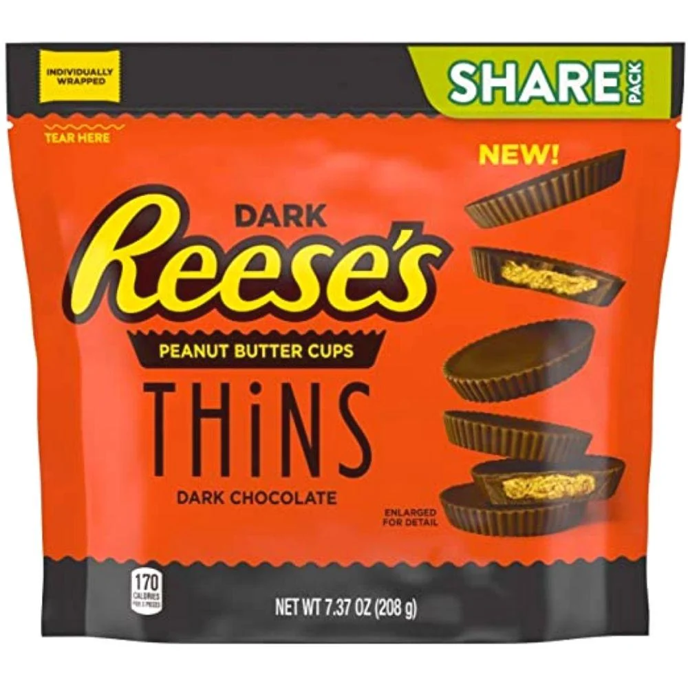 Reese's Peanut Butter Cups Thins Dark, tamna čokolada s maslacem od kikirikija od 208g