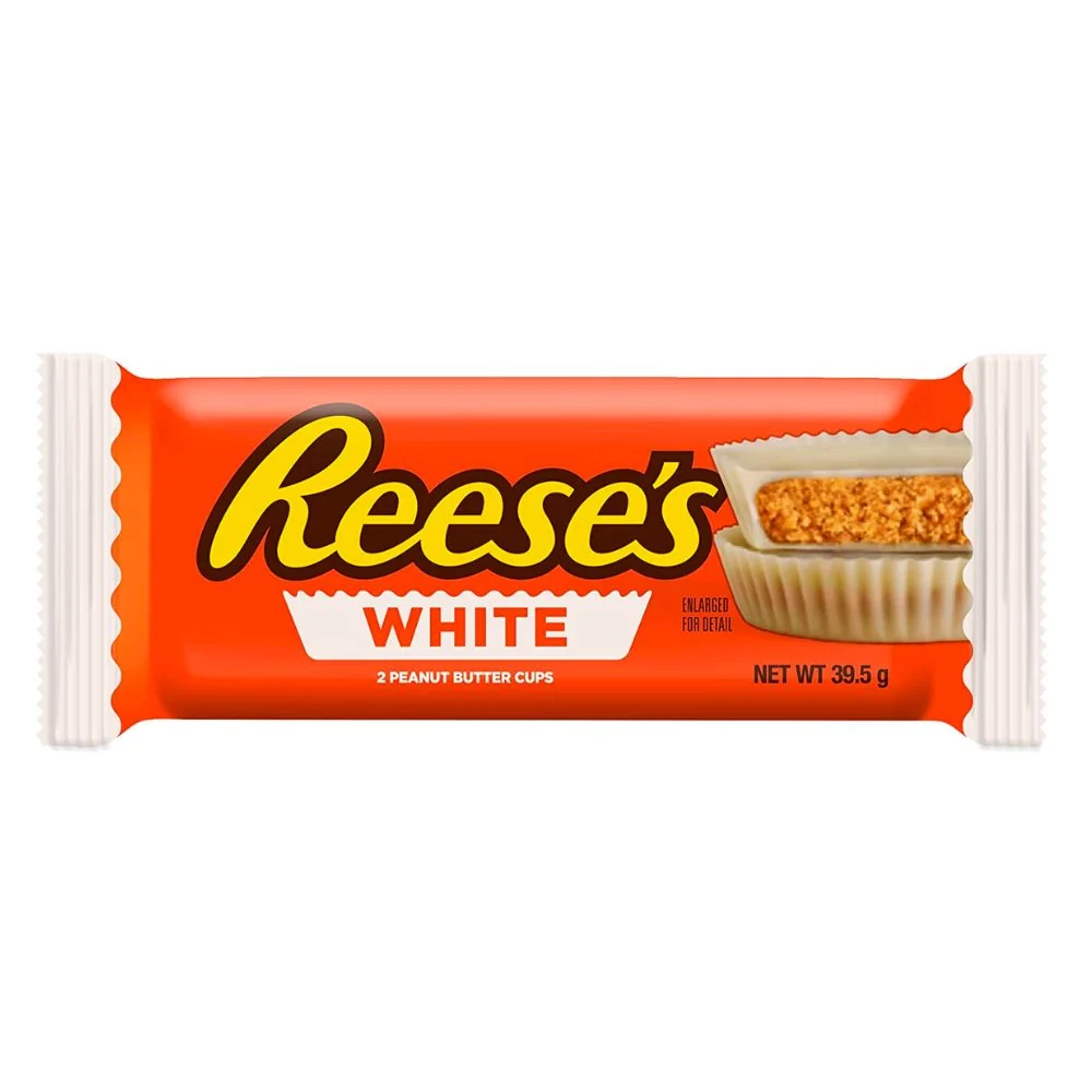 Reese's White 2 Peanut Butter Cups, čokoladni bomboni s maslacem od kikirikija i bijelom čokoladom od 39,5G