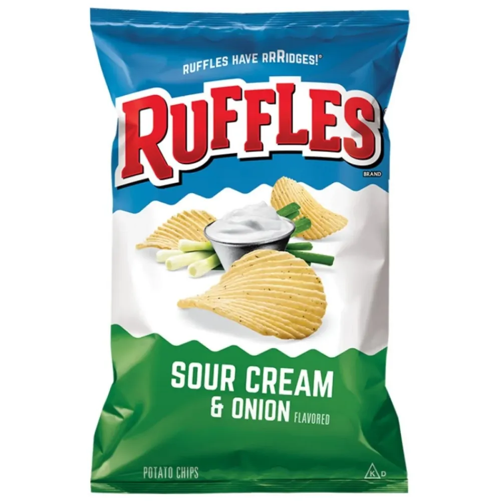 Ruffles Sour Cream & Onion, čips s okusom kiselog vrhnja i luka od 184g