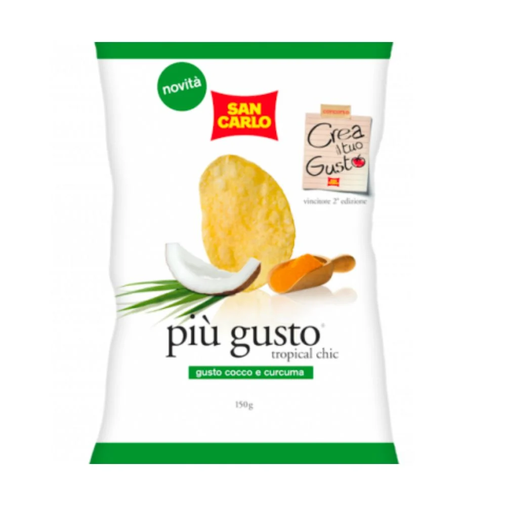 San Carlo Più Gusto Cocco e Kurkuma, čips s kokosom i kurkumom od 150g
