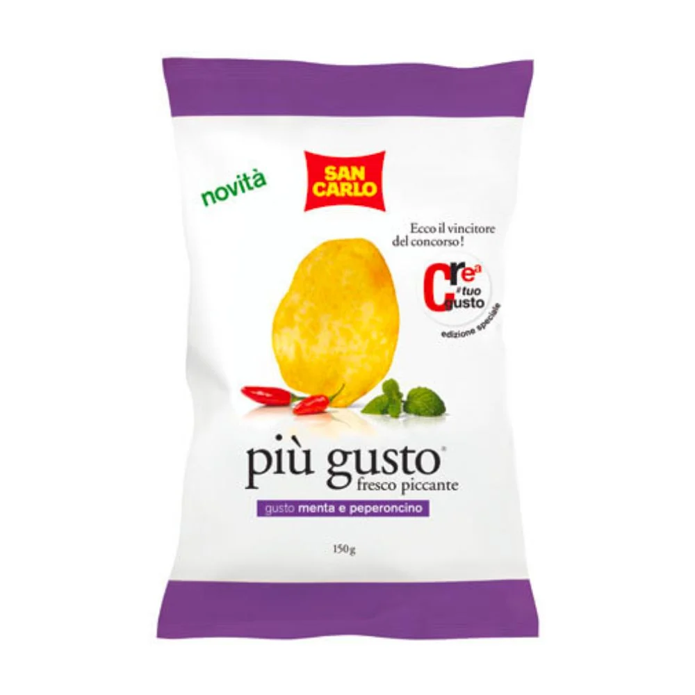 San Carlo Più Gusto Menta e Peperoncino, čips s okusom mente i čilija od 150g