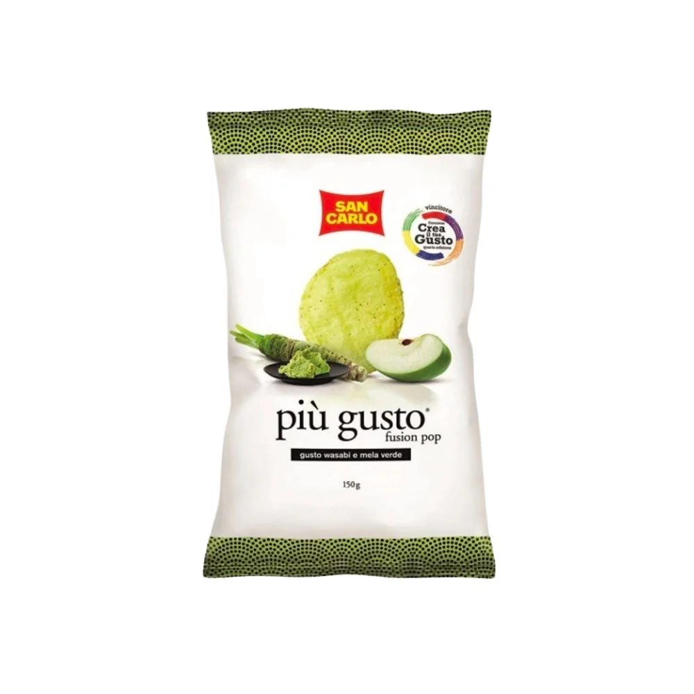 San Carlo Più Gusto Wasabi i Zelena Jabuka, čips s wasabijem i zelenom jabukom od 150g