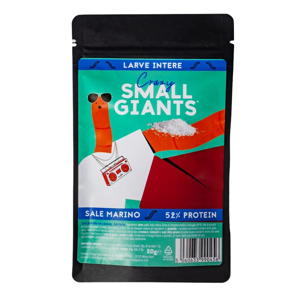 Small Giants Cijele Ličinke Morska Sol, osušene ličinke brašnara aromatizirane morskom soli od 20g