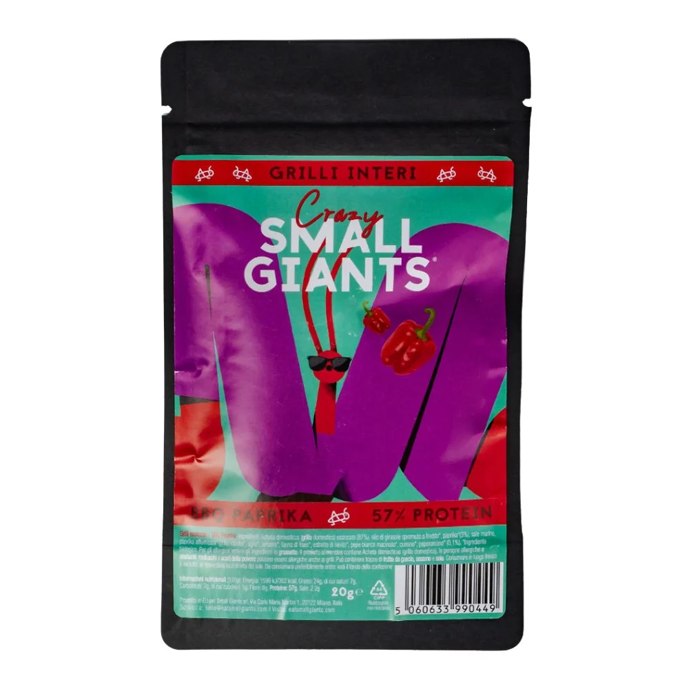 Small Giants Cijeli Cvrčci BBQ Paprika, sušeni cvrčci aromatizirani paprikom od 20g